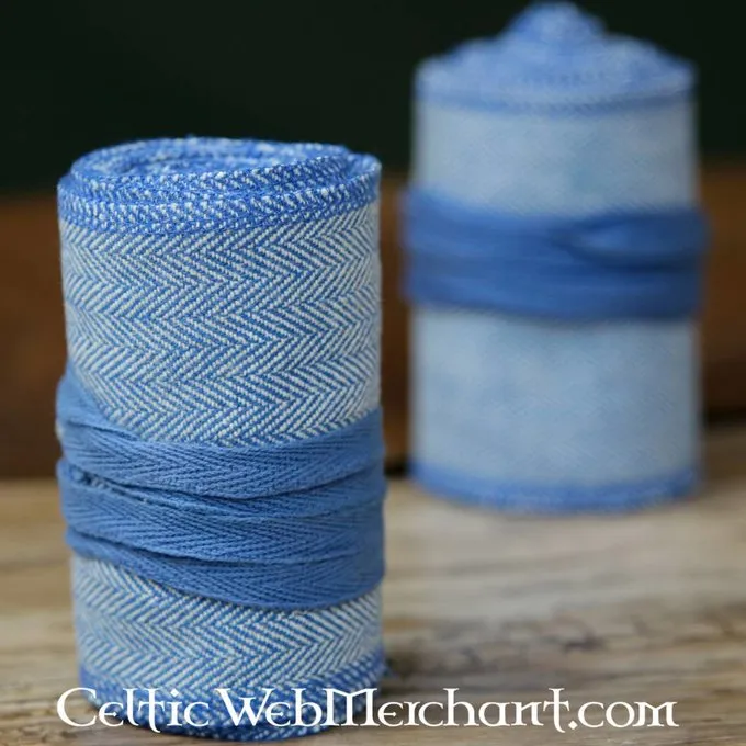 Leg Wrappings With Herringbone Motive, Blue - Image 3