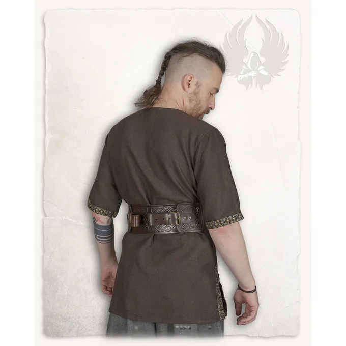 Mytholon Medieval Tunic Sigbert, Herringbone Motif, Brown - Image 4