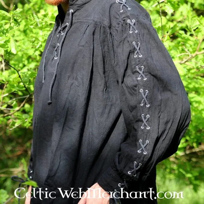 Leonardo Carbone Pirate Shirt With Laces, Black - Image 3