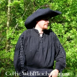 Leonardo Carbone Pirate Shirt With Laces, Black