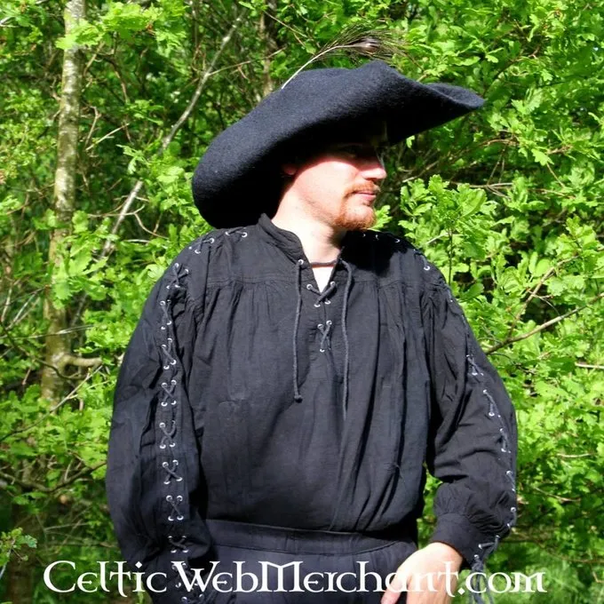 Leonardo Carbone Pirate Shirt With Laces, Black