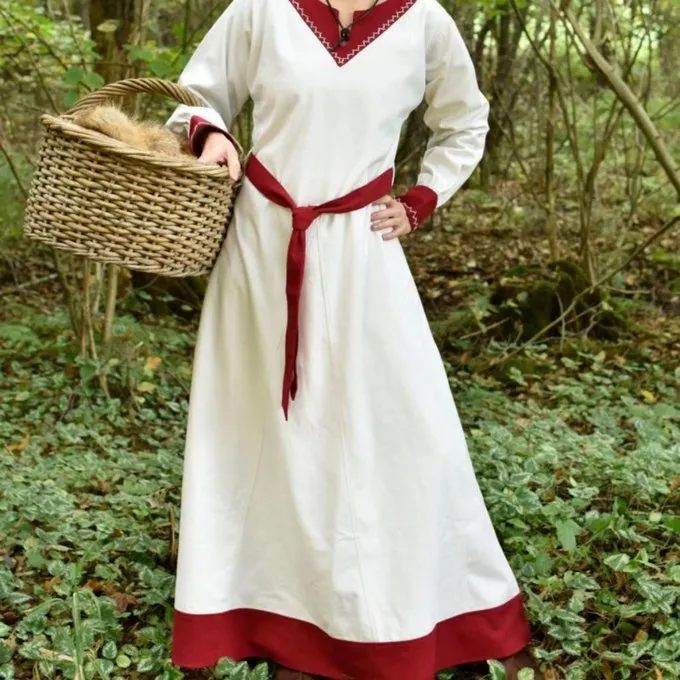 Viking Dress Helga, Natural-red - Image 2