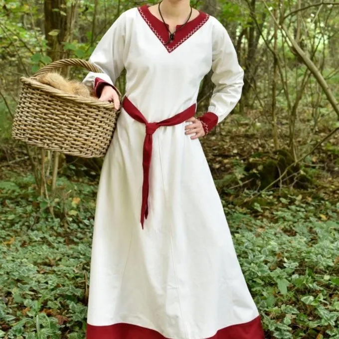 Viking Dress Helga, Natural-red