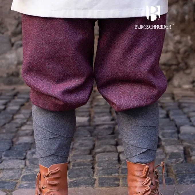 Burgschneider Viking Trousers Herringbone Motif Ivar, Burgundy-grey - Image 2
