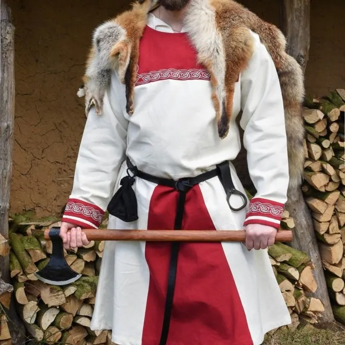 Viking Tunic Viborg, Natural-red - Image 5